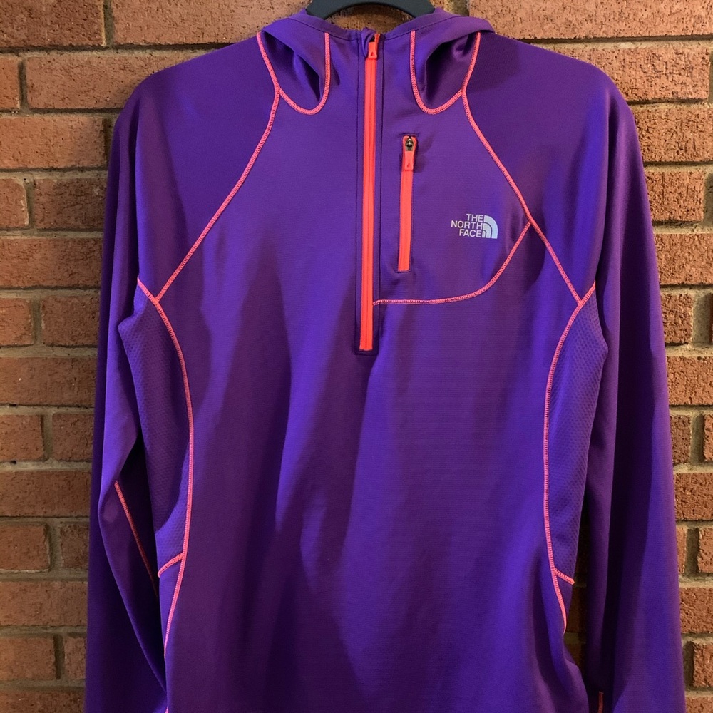 The North Face Purple Hoodie Pullover with Pink Accents